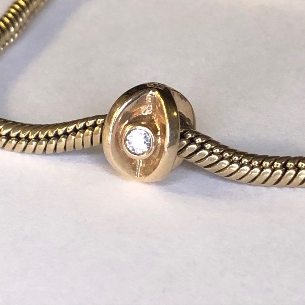 Retired Pandora Solid 14k CZ Eye Charm 585 Ale - Picture 4 of 10